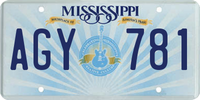 MS license plate AGY781
