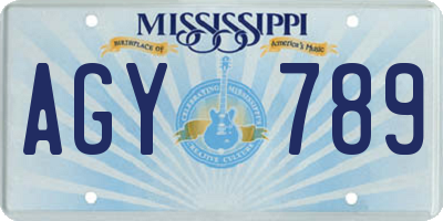 MS license plate AGY789
