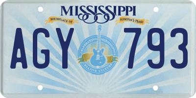 MS license plate AGY793