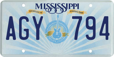 MS license plate AGY794