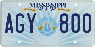 MS license plate AGY800
