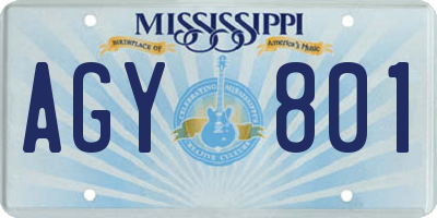 MS license plate AGY801