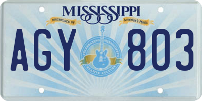 MS license plate AGY803