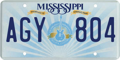 MS license plate AGY804