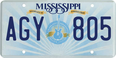 MS license plate AGY805