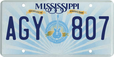 MS license plate AGY807