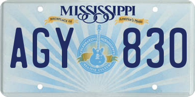 MS license plate AGY830