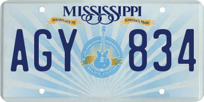 MS license plate AGY834