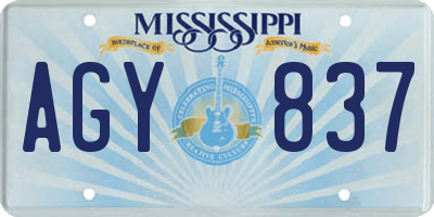 MS license plate AGY837