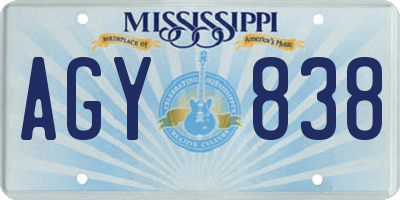 MS license plate AGY838