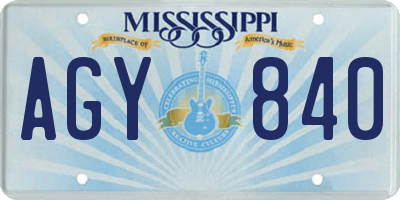MS license plate AGY840