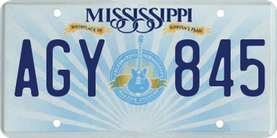 MS license plate AGY845
