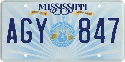 MS license plate AGY847