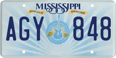 MS license plate AGY848