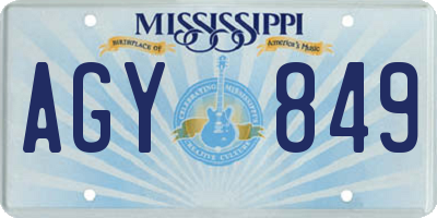 MS license plate AGY849
