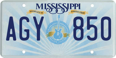 MS license plate AGY850
