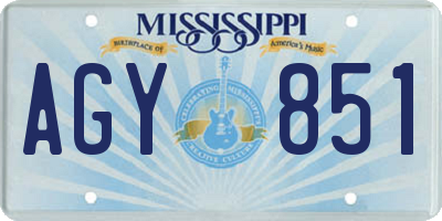 MS license plate AGY851