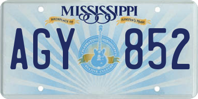 MS license plate AGY852
