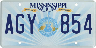 MS license plate AGY854