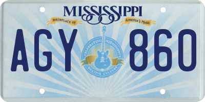 MS license plate AGY860