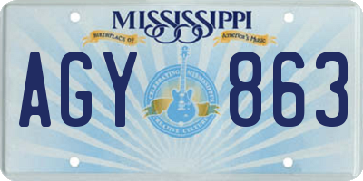 MS license plate AGY863