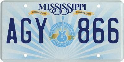 MS license plate AGY866