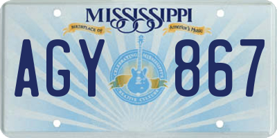 MS license plate AGY867