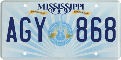 MS license plate AGY868