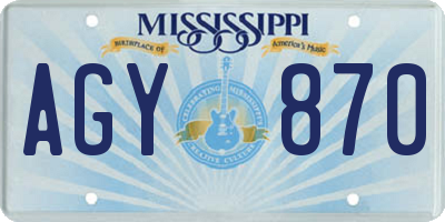 MS license plate AGY870