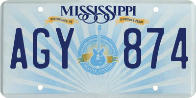 MS license plate AGY874