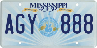 MS license plate AGY888