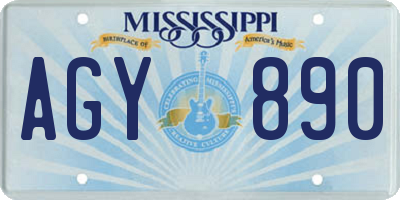 MS license plate AGY890