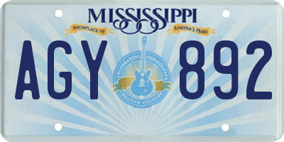 MS license plate AGY892