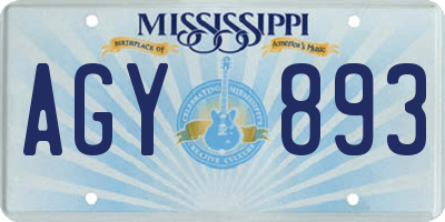 MS license plate AGY893