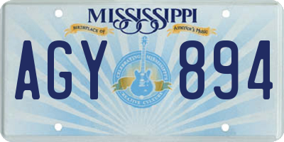 MS license plate AGY894