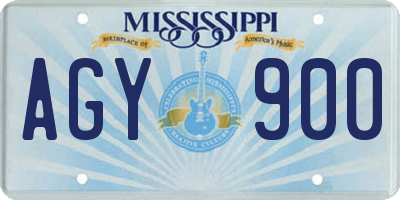 MS license plate AGY900