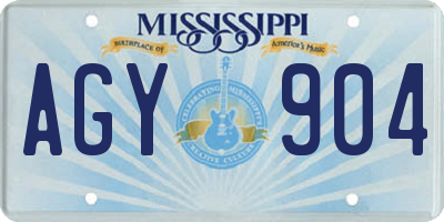 MS license plate AGY904