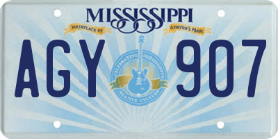 MS license plate AGY907
