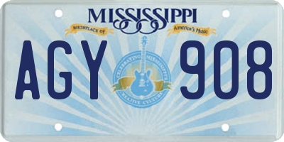 MS license plate AGY908