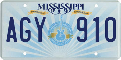 MS license plate AGY910