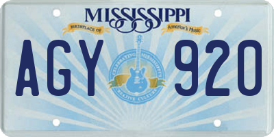 MS license plate AGY920