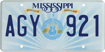 MS license plate AGY921