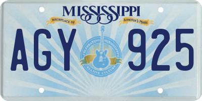 MS license plate AGY925