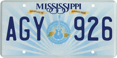 MS license plate AGY926