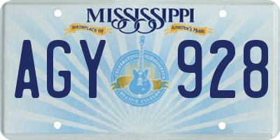 MS license plate AGY928