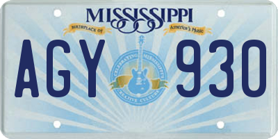 MS license plate AGY930