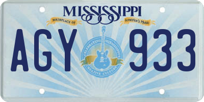 MS license plate AGY933