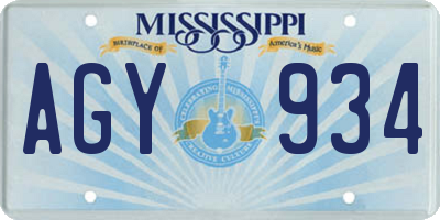 MS license plate AGY934