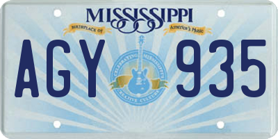 MS license plate AGY935