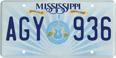 MS license plate AGY936